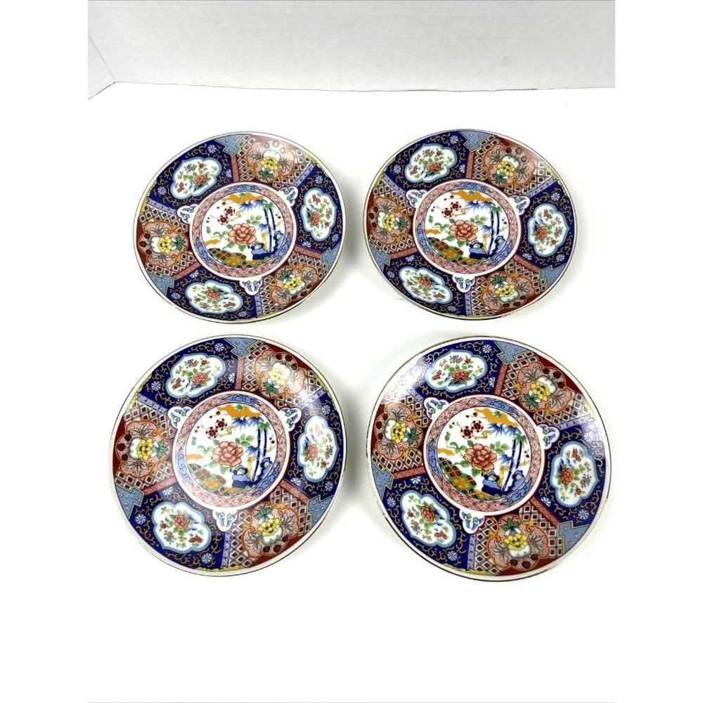 Imari Ware Japan Vintage Decorative Porcelain Plate 6.5" Floral Design Lot of 4
